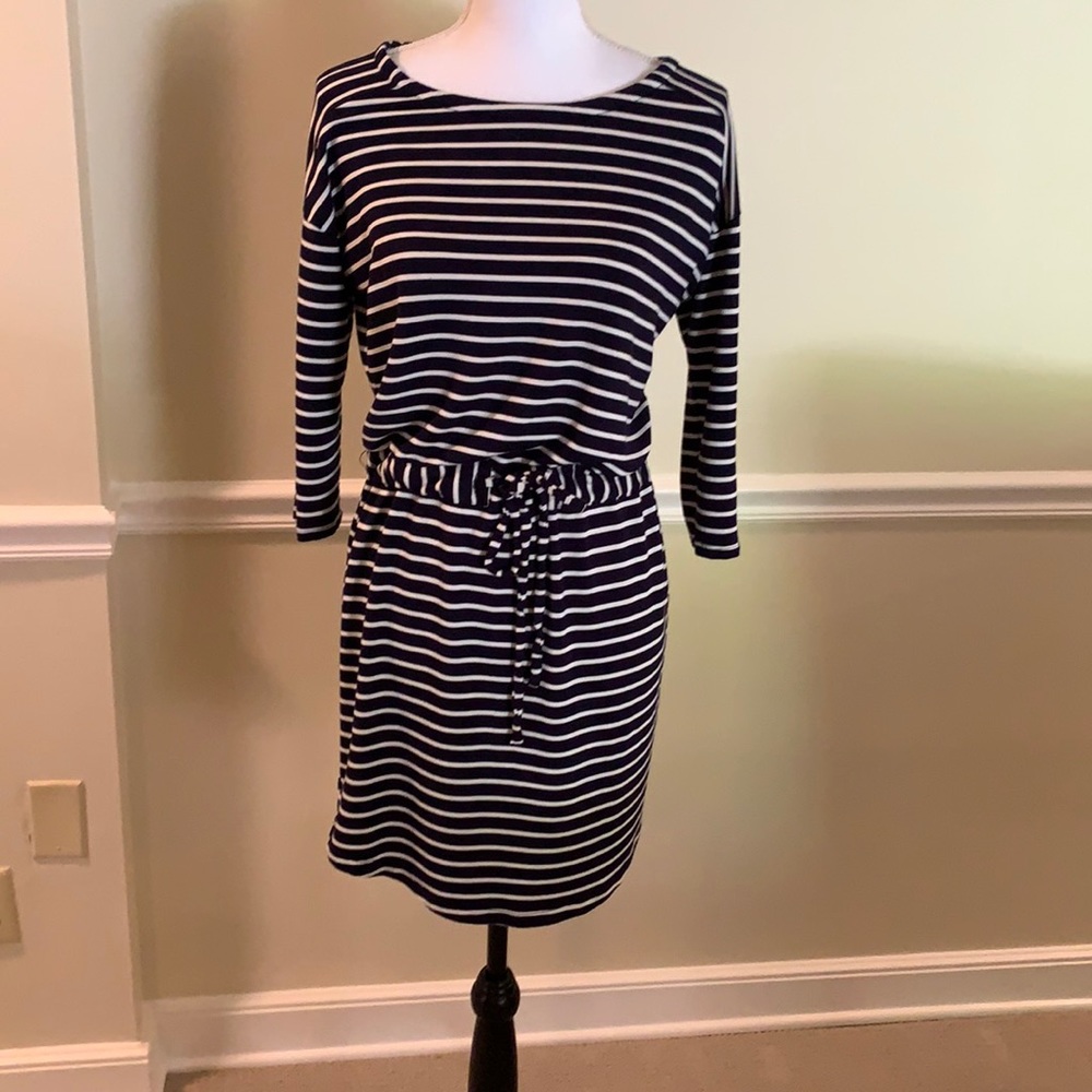 Loft Outlet lounge Dress navy & white drawstring